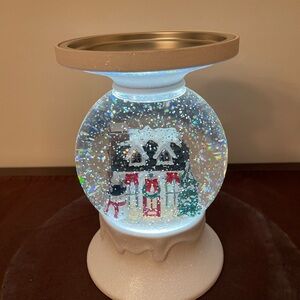Bath & Body Works Light-Up Water Globe Holiday House Three Wick Candle Holder